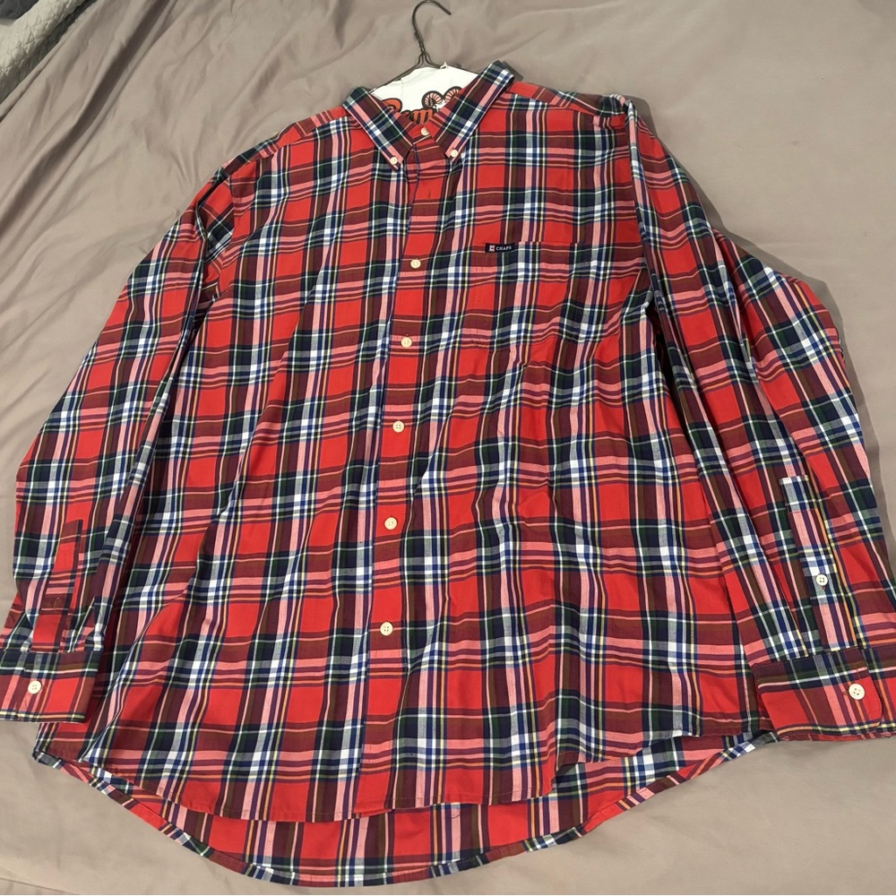Chaps Red and Blue Plaid Button Down Shirt